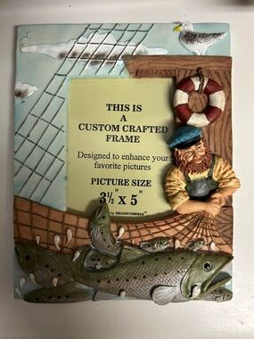 Nautical Fisherman Picture Frame in Blue, Brown, Green, Red - Beachcombers